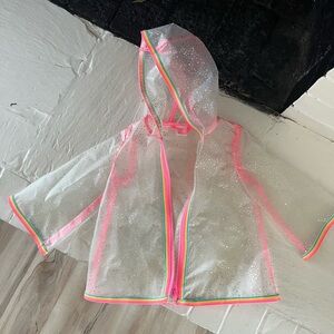 Gap Toddler Clear Hooded Raincoat with Neon Trim